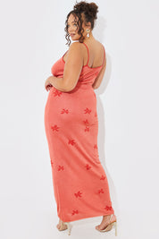 Metallic Floral Detail Knit Maxi Dress