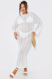 Crochet Flare Sleeve Midaxi Dress