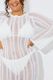 Crochet Flare Sleeve Midaxi Dress