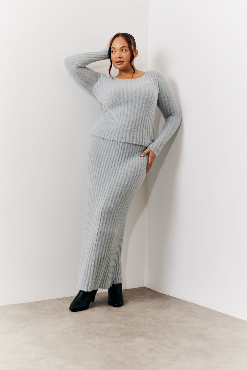 Fluffy Rib Co-Ord Knitted Jumper