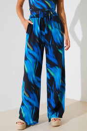 Abstract Print Chiffon Co-Ord Wide Leg Trousers