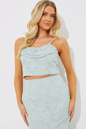 Jacquard Draped Cami Co-Ord Crop Top