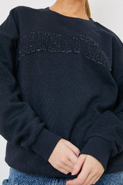 Embroidered Distressed Oversized Sweatshirt