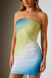 Ombre Sequin Bandeau Mini Dress
