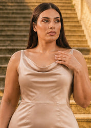 Plus Size Cowl Neck Bridal Dress in Champagne