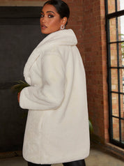Plush Faux Fur Coat in Cream