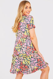 Recycled Floral Frill Mini Dress