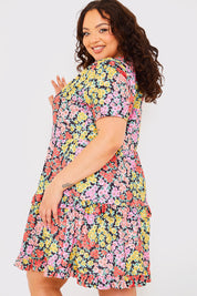 Recycled Floral Frill Mini Dress
