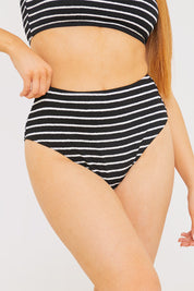 Control Crinkle Stripe High Waisted Bikini Bottom