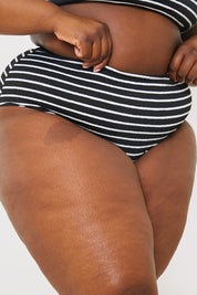 Control Crinkle Stripe High Waisted Bikini Bottom
