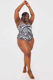 Recycled Control Zebra Print Ring Detail Swimsuit