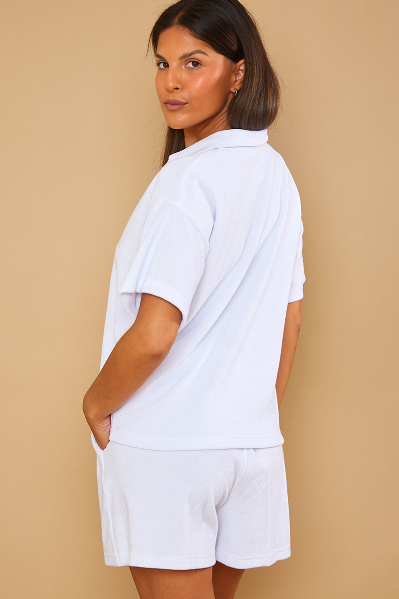 Towelling Co-Ord Polo T-Shirt