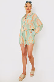 Elasticated High Waist Beach Co-Ord Shorts