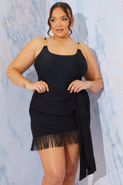 Tie Skirt With Fringing