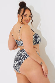 Sculpt and Control Abstract Print Bandeau Bikini Top