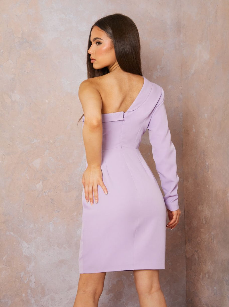 One Shoulder Blazer Dress in Lilac