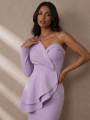 One Shoulder Blazer Dress in Lilac