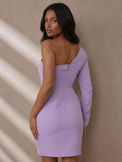 One Shoulder Blazer Dress in Lilac