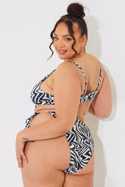 Sculpt and Control Abstract Print Tie Side Bikini Bottoms