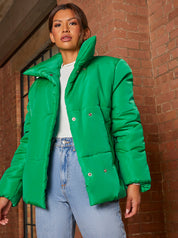 Oversized Duvet Short Padded Coat in Green