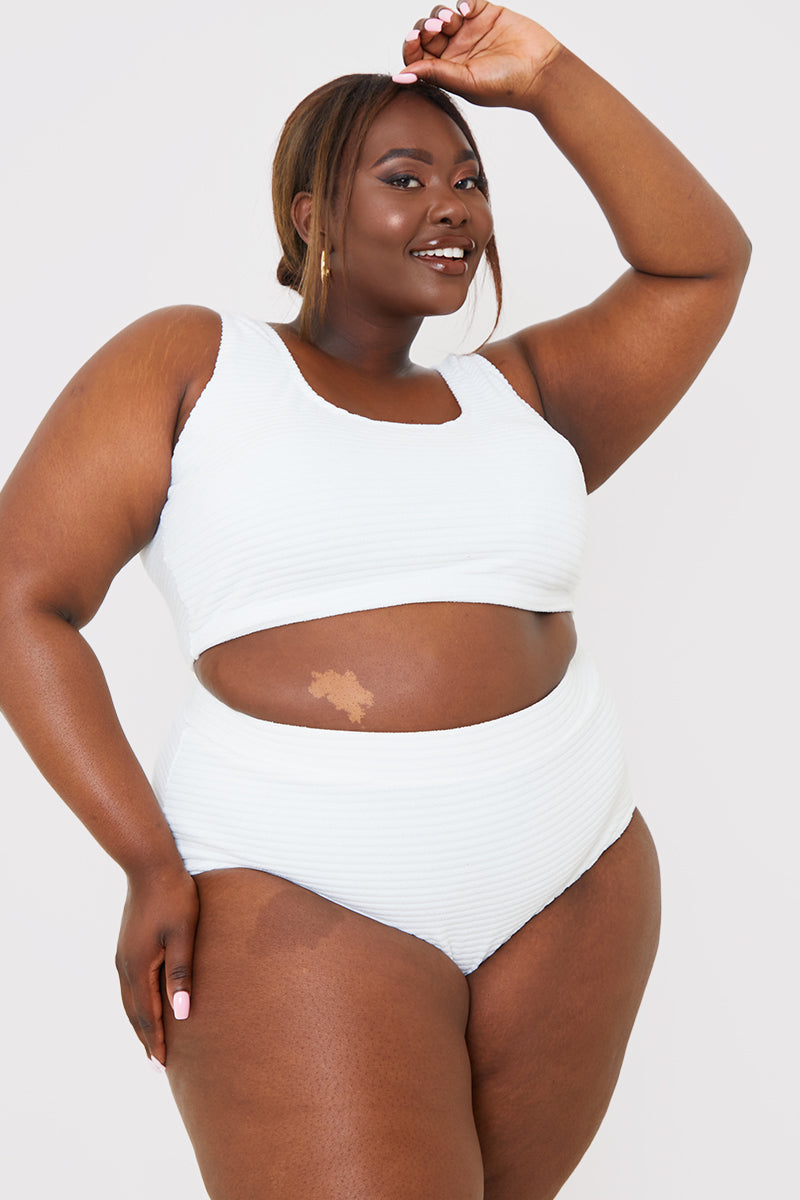 High Waisted Towelling Control Bikini Bottoms