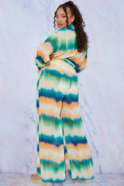 Ombre Wide Leg Elastic Waist Trousers