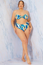 Abstract Print Bandeau Bikini Top