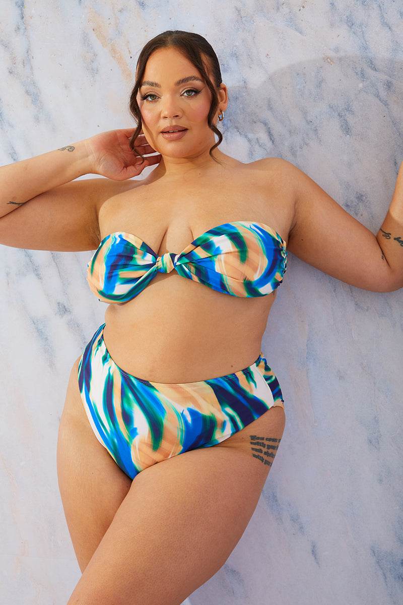 Abstract Print Bandeau Bikini Top
