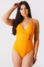 Control Crinkle Wrap Front O Ring Swimsuit