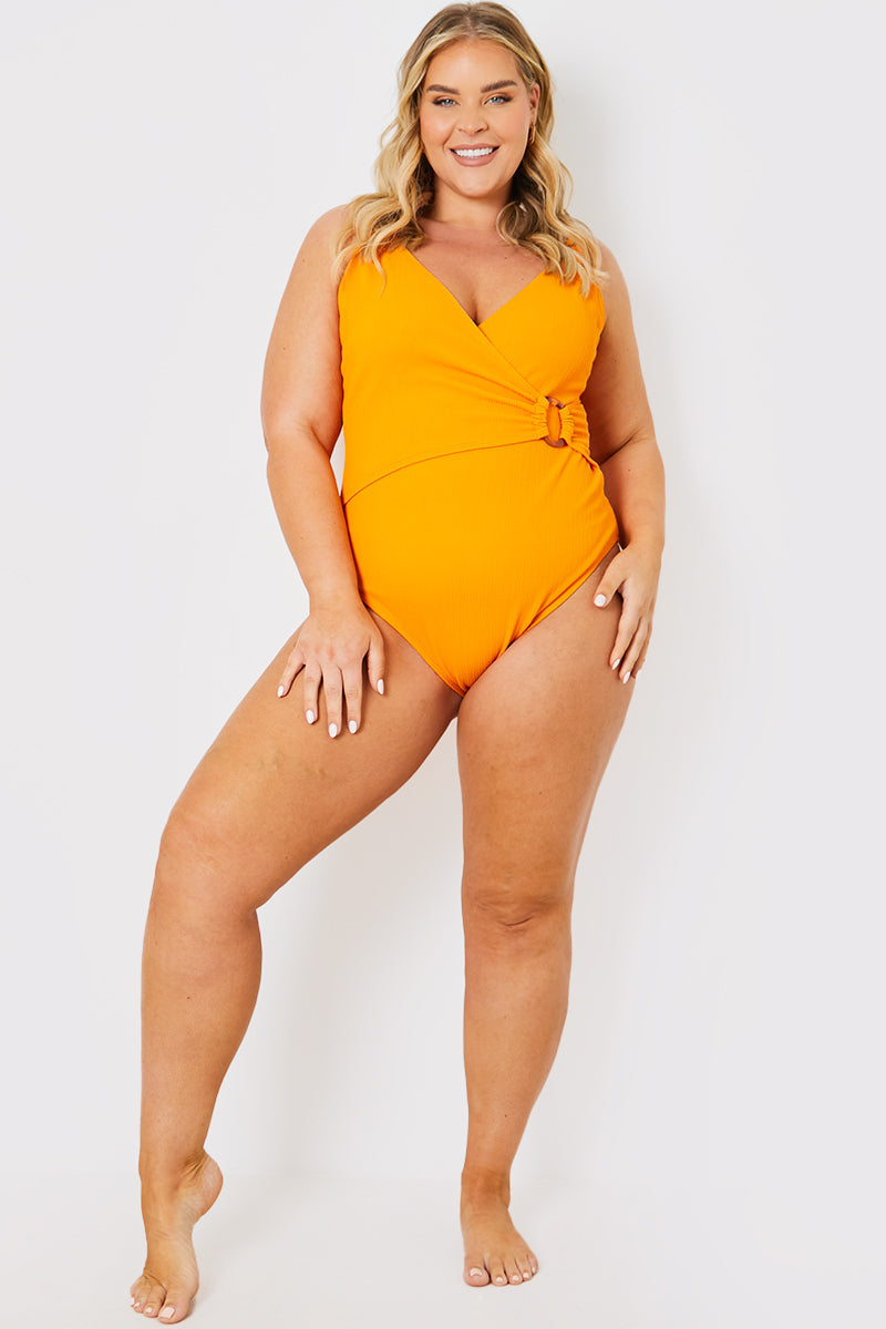 Control Crinkle Wrap Front O Ring Swimsuit