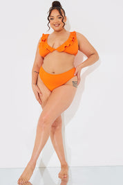 Sculpt and Control Crinkle High Waisted High Leg Bikini Bottom