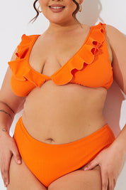 Sculpt and Control Crinkle High Waisted High Leg Bikini Bottom