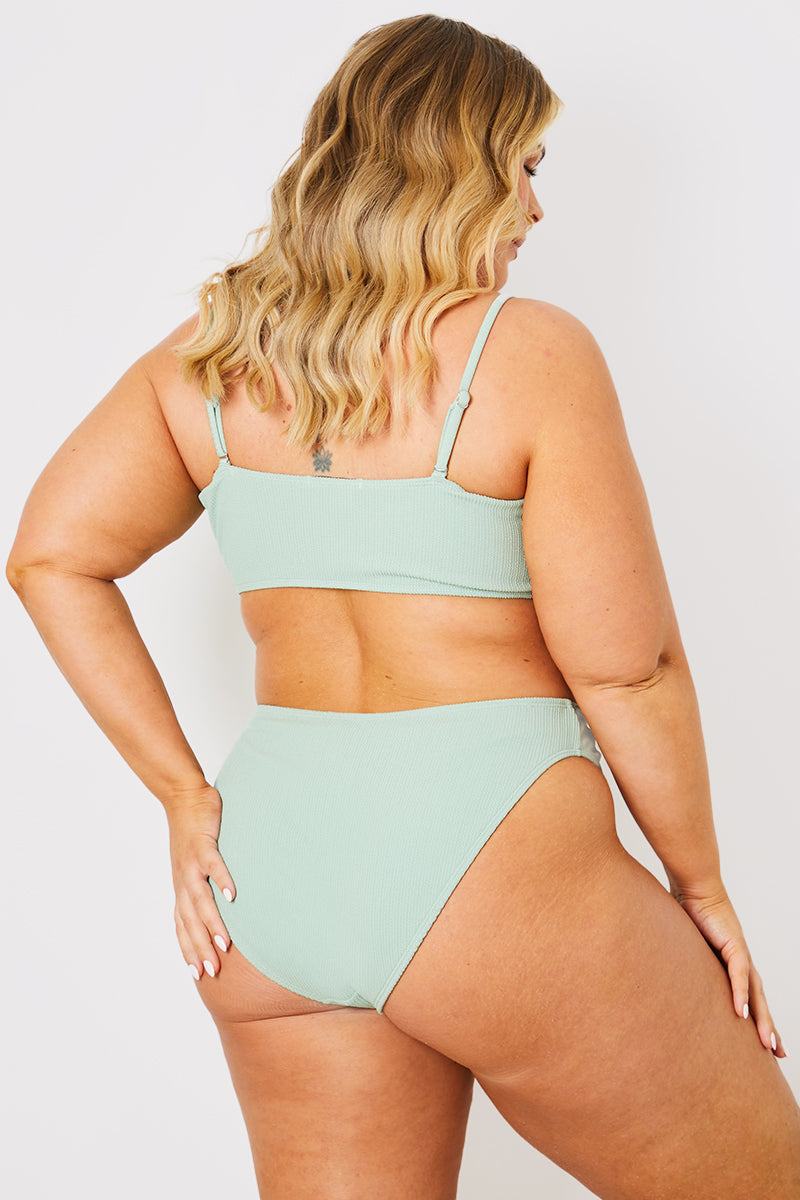 Crinkle Ruched Front Bandeau Bikini Top