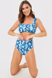 Abstract Print High Waisted Bikini Bottoms