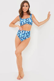 Abstract Print High Waisted Bikini Bottoms