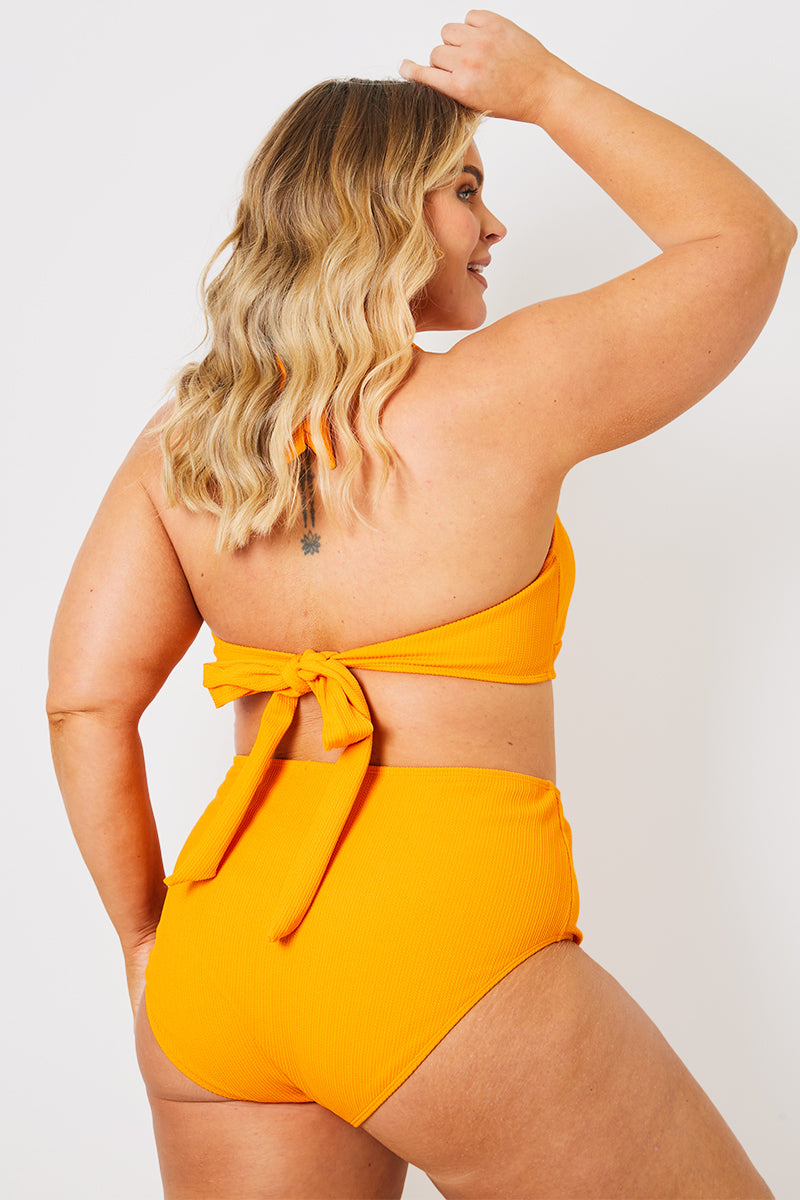 Crinkle Twist Front Halter Neck Bikini Top