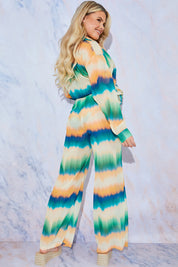 Ombre Wide Leg Elastic Waist Trousers