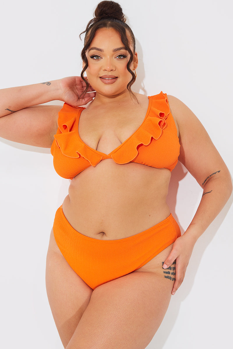 Sculpt and Control Crinkle High Waisted High Leg Bikini Bottom