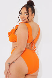 Sculpt and Control Crinkle High Waisted High Leg Bikini Bottom