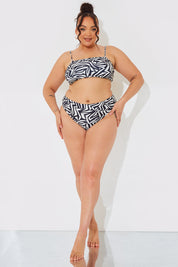 Sculpt and Control Abstract Print Bandeau Bikini Top