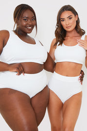 High Waisted Towelling Control Bikini Bottoms