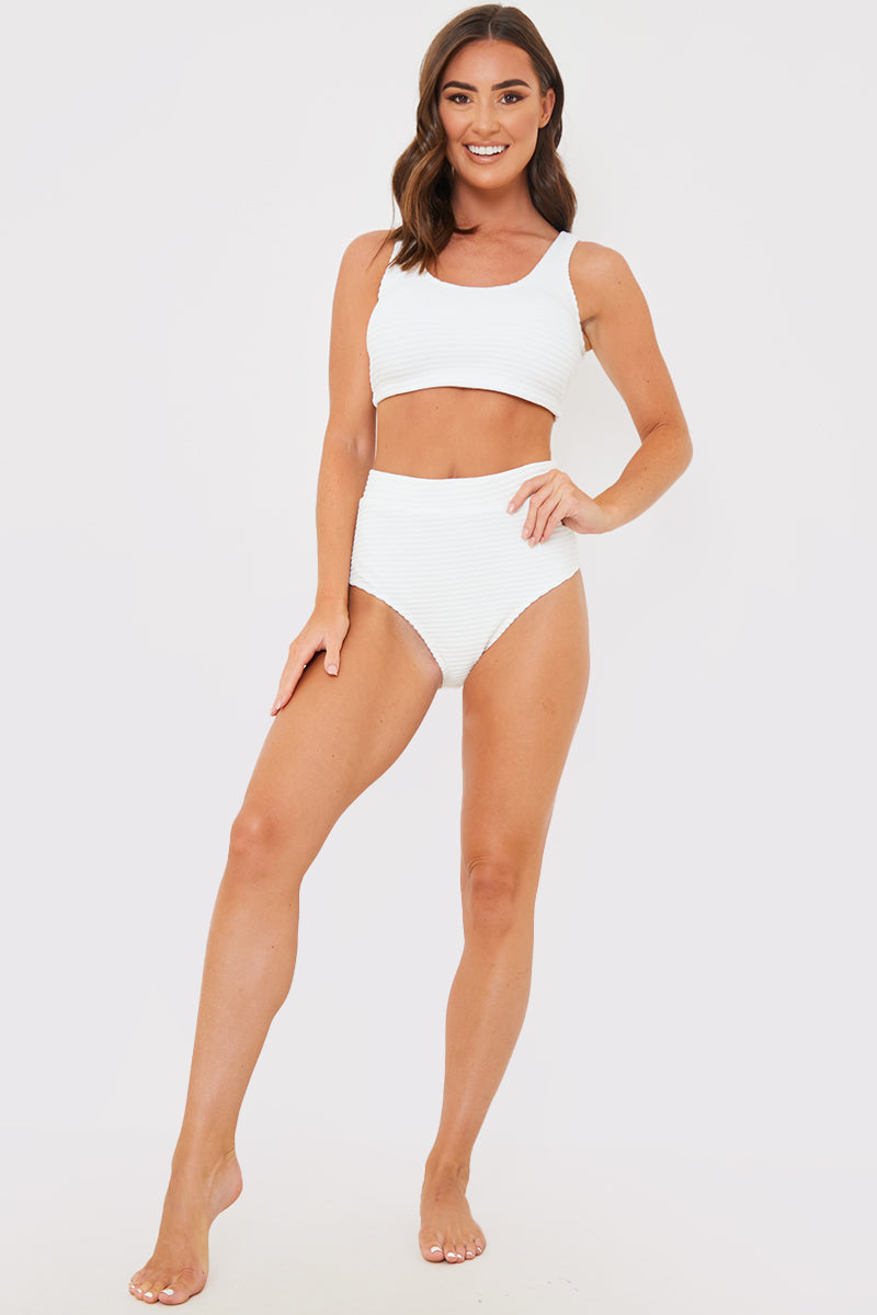 High Waisted Towelling Control Bikini Bottoms