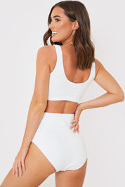 High Waisted Towelling Control Bikini Bottoms