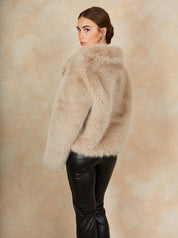 Faux Fur Short Length Coat in Mink