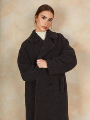 Teddy Mid Length Coat in Charcoal