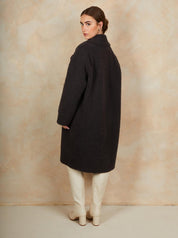 Teddy Mid Length Coat in Charcoal