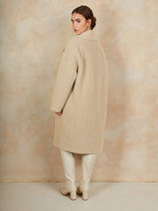 Teddy Midi Length Coat in Cream