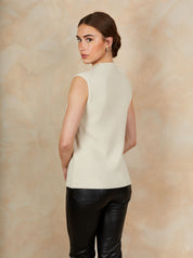 Button Down Knitted Top in Cream