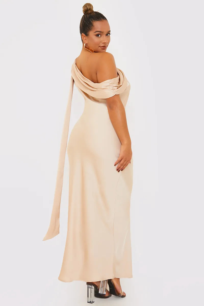 In The Style Asymmetric Draped Neckline Maxi Dress In The Style Asymmetric Draped Neckline Maxi Dress
