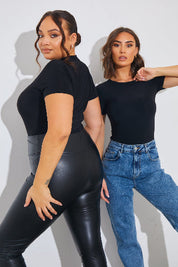 Short Sleeve Double Layer Slinky Bodysuit